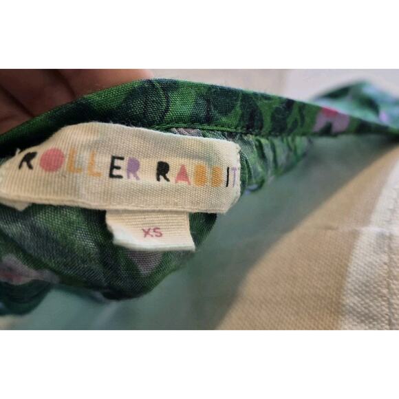 Roller Rabbit Emerald Green Purple Cello Lucy Blouse Top XS - Picture 7 of 7